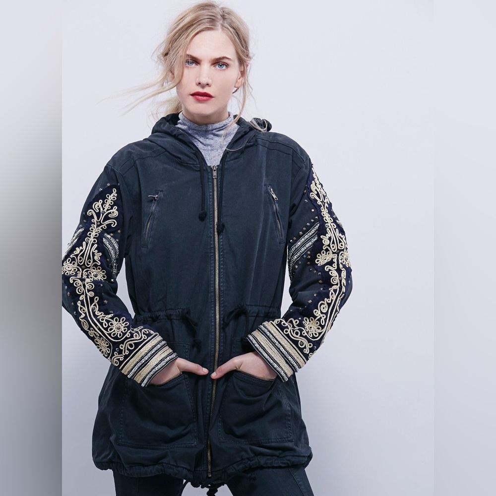 Free People black Golden Quills jacket size s